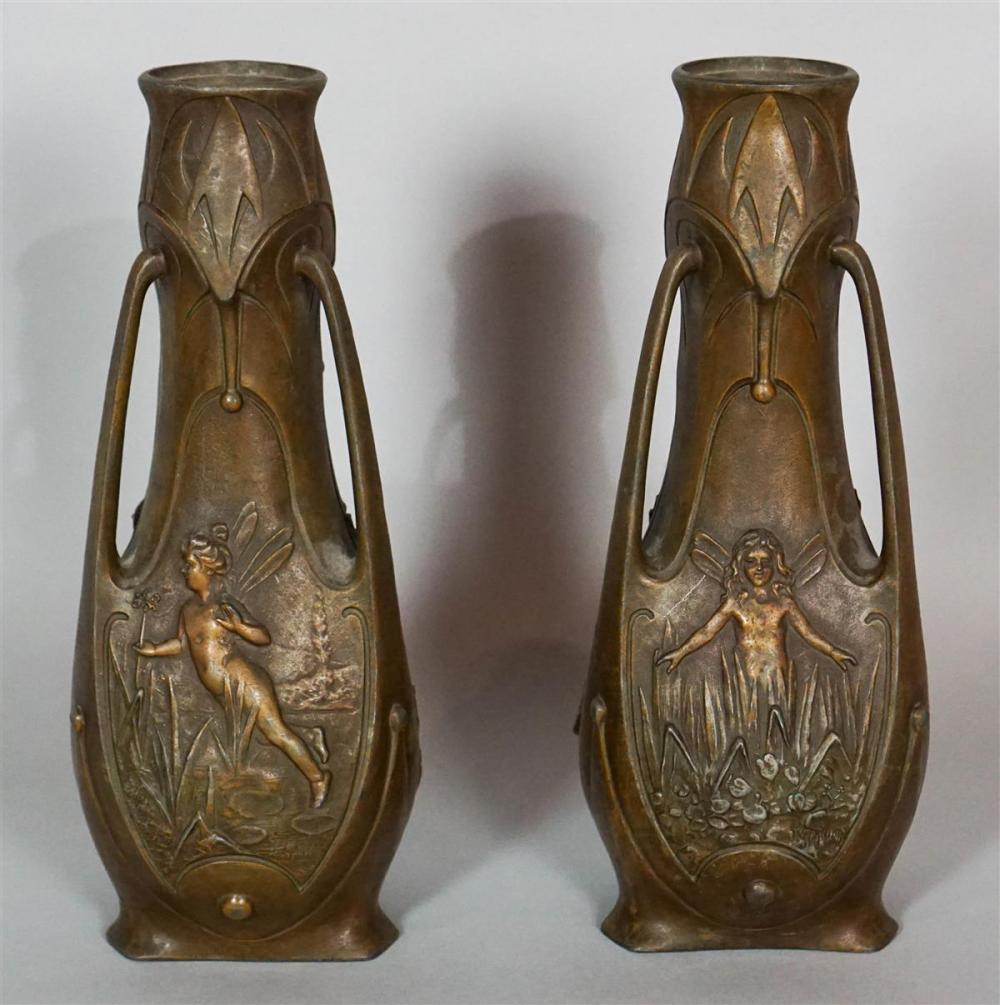 PAIR OF ART NOUVEAU SPELTER VASES  312c92