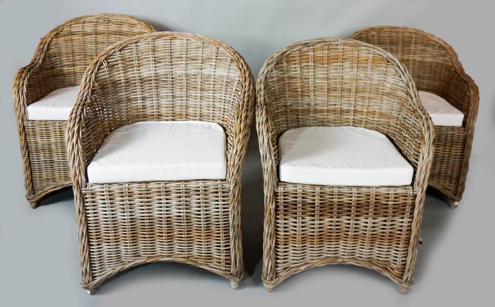 SET OF FOUR MODERN WICKER CHAIRSSET