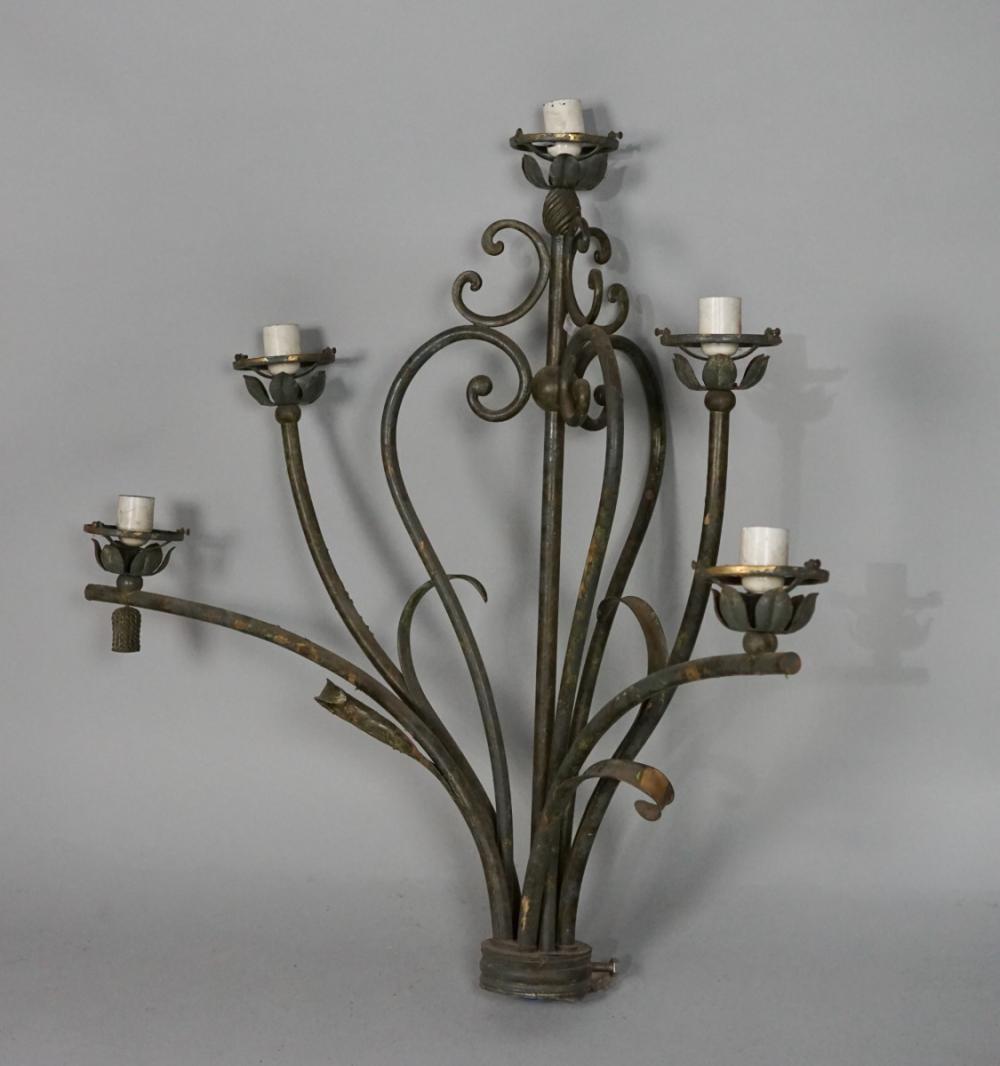 WROUGHT IRON FIVE-LIGHT WALL SCONCEWROUGHT