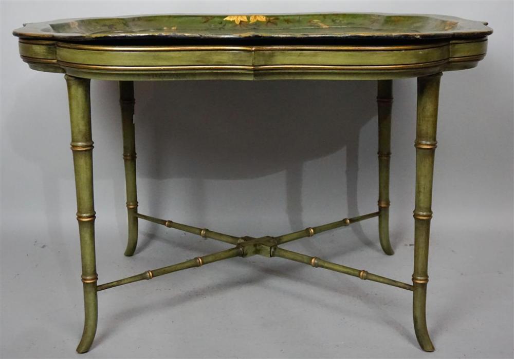 VICTORIAN GREEN PAINTED TRAY ON 312cdf