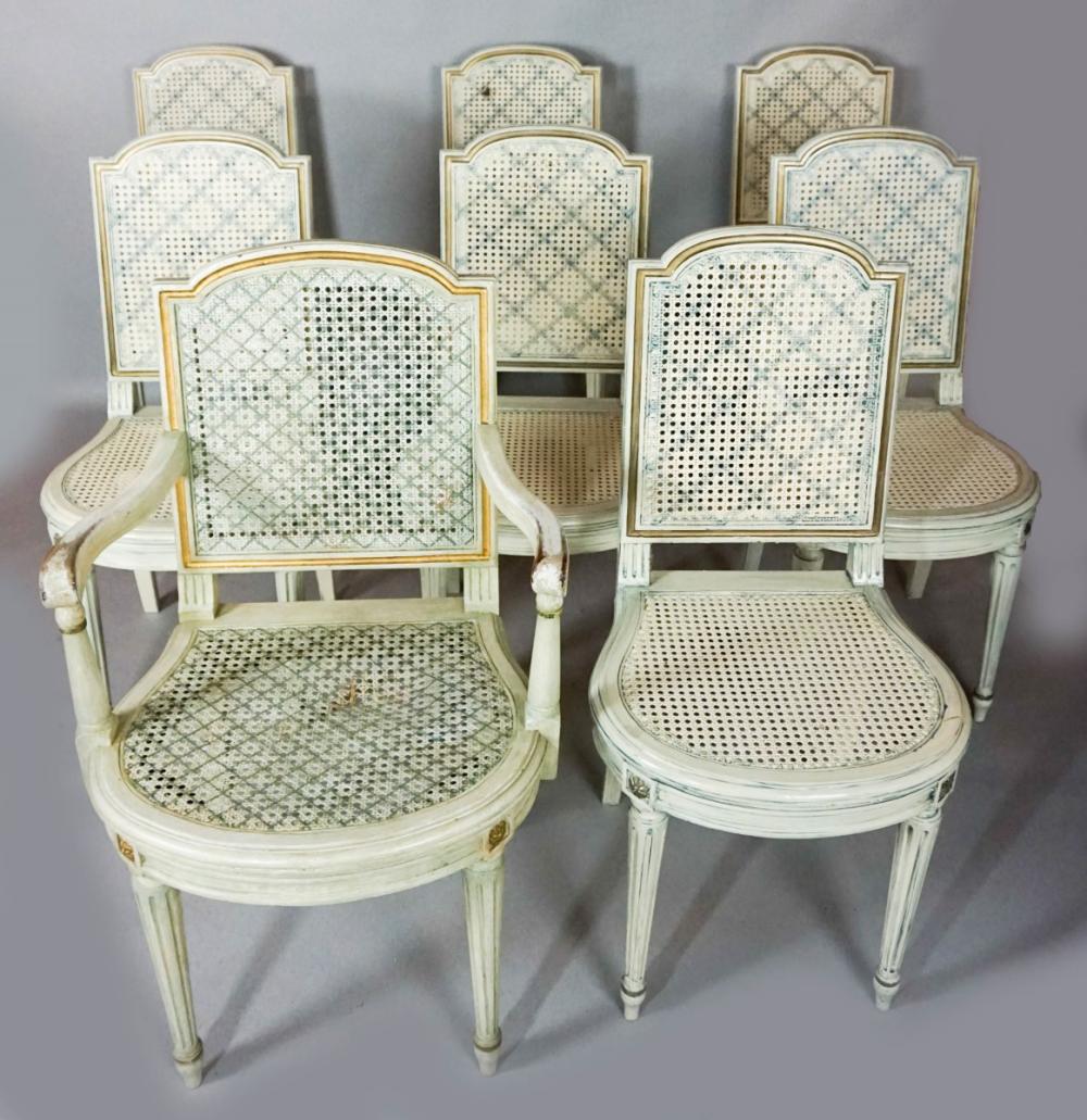 SET OF EIGHT LOUIS XVI STYLE PAINTED