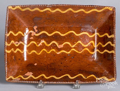 REDWARE LOAF DISH 19TH C Redware 312de8