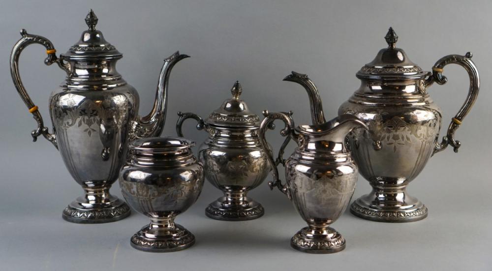 CHINESE EXPORT SILVER FIVE-PIECE TEA