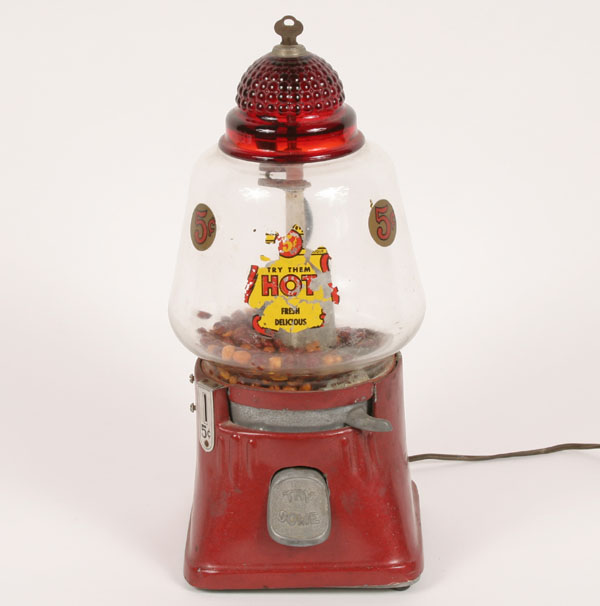 Hot peanut dispenser with ruby dome,