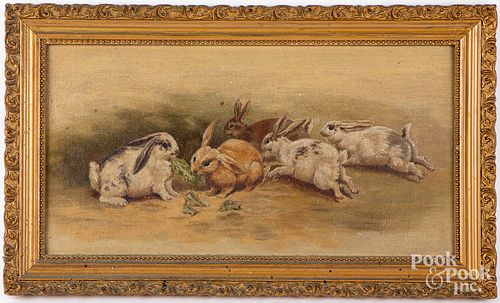 AMERICAN OIL ON CANVAS OF RABBITS  312e3d