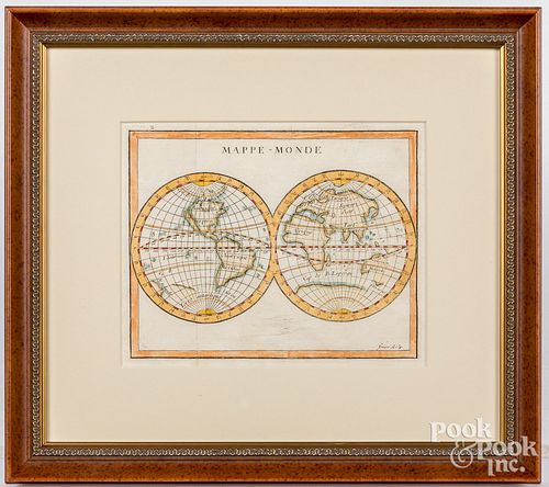 HAND COLORED ENGRAVED MAPPE MONDEHand 312e74