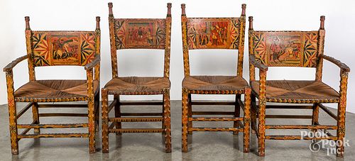 FOUR ITALIAN PAINTED CHAIRS LATE 312ea0