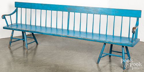 BLUE PAINTED SETTEE, 19TH C.Blue