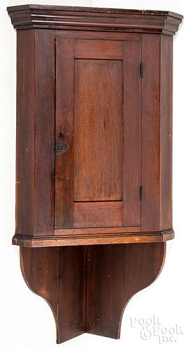 WALNUT HANGING CORNER CUPBOARD,