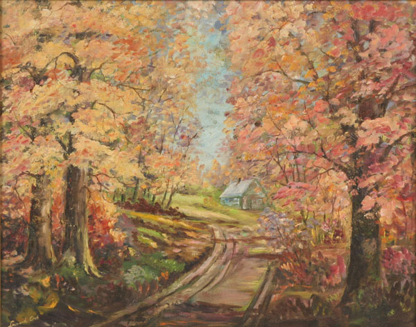 Leonard Cook, fall scene, oil on