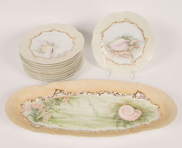 Hand painted Limoges fish service including