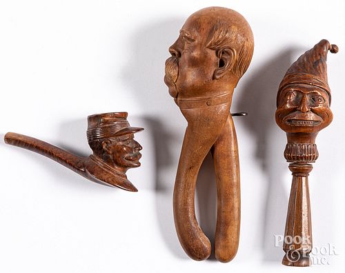 TWO CARVED GERMAN NUTCRACKERS,