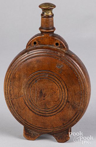 WOOD FLASK, 19TH C.Wood flask,