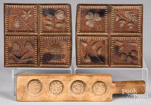 TWO CARVED SPRINGERLE BOARDS 19TH 312f40