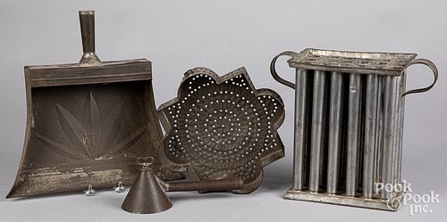 FOUR PIECES OF TIN, 19TH C.Four pieces