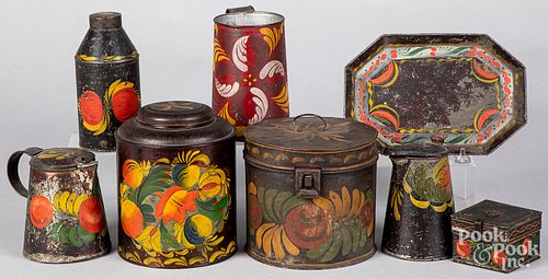 GROUP OF TIN TOLEWARE, 19TH C.Group