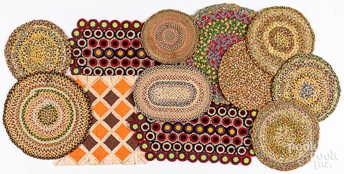 EIGHT BRAIDED TABLE MATS, EARLY