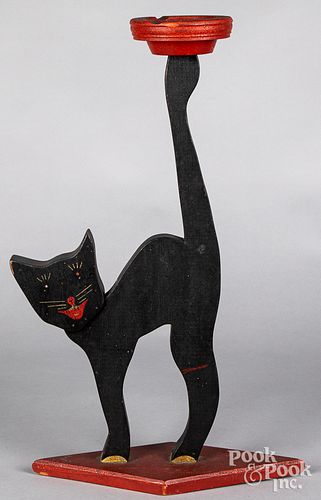 CARVED AND PAINTED CAT SILENT BUTLER 312f94