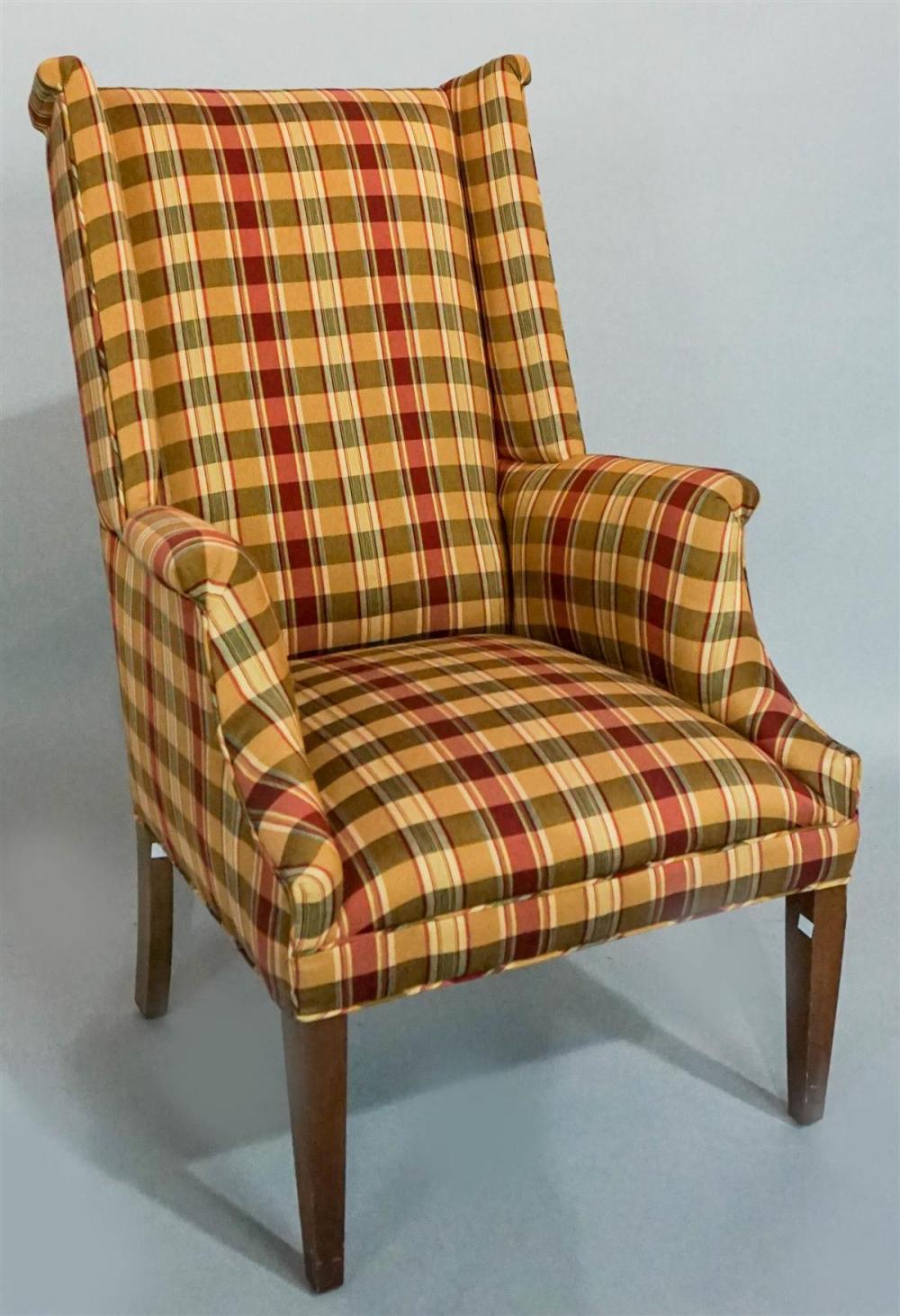 MODERN CHECK PATTERN UPHOLSTERED WING