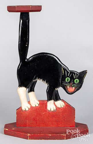 CARVED AND PAINTED SCARED CAT SILENT 312fda