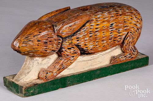 CARVED AND PAINTED RABBIT, 20TH