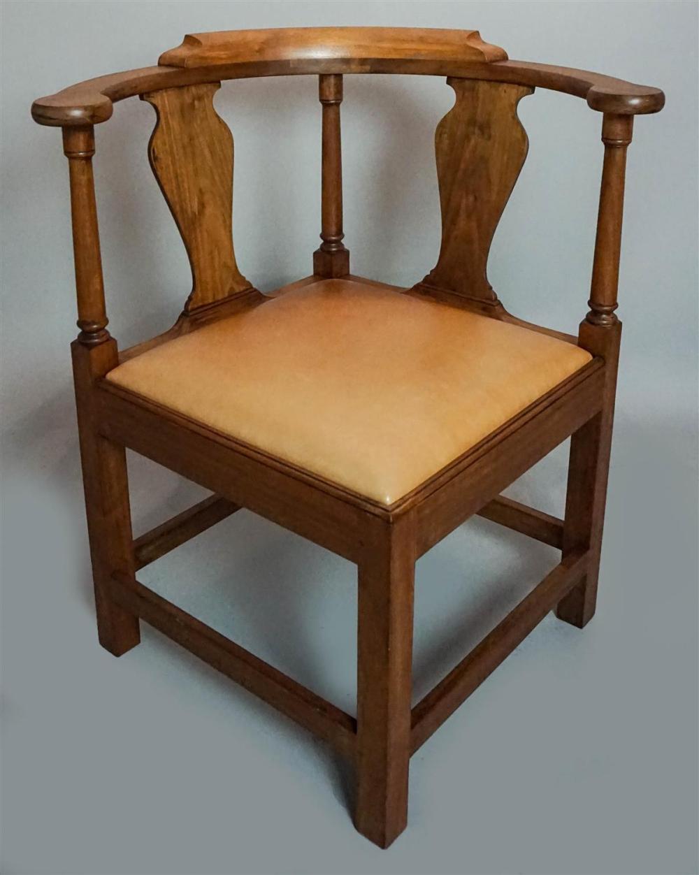 CHIPPENDALE STYLE WALNUT CORNER CHAIR