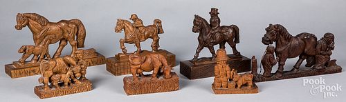 SEVEN JOHN B. HICKMAN CARVED HORSE