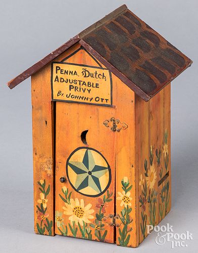 JOHNNY OTT PAINTED WOOD OUTHOUSE