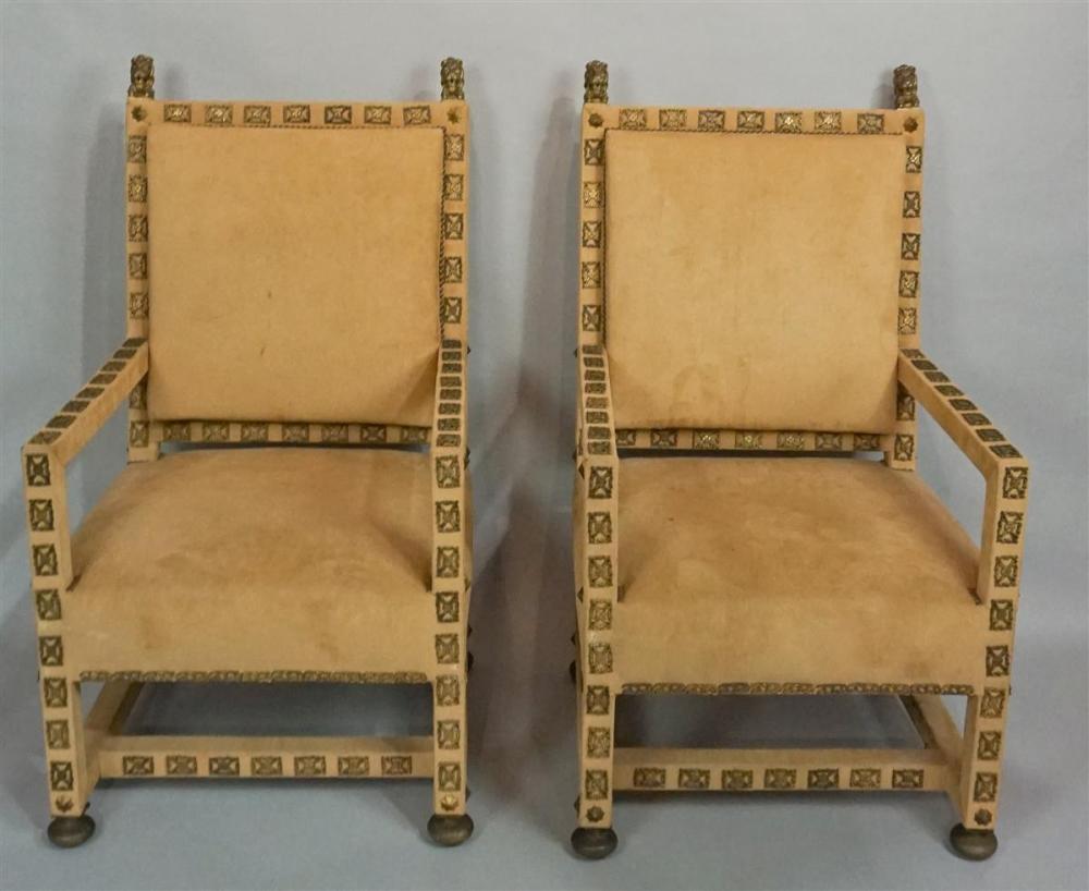 PAIR OF BAROQUE STYLE TAN FAUX