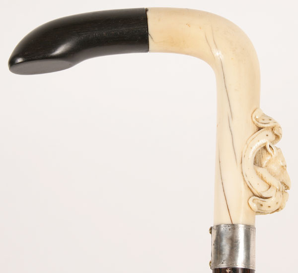 Cane with finely carved ivory handle 4eb3c