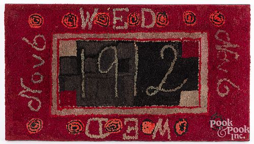 HOOKED RUG DATED 1912Hooked rug  31308e