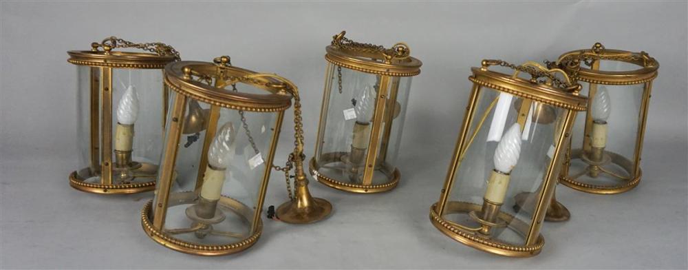 FIVE BRASS AND GLASS LANTERNSFIVE 31308d