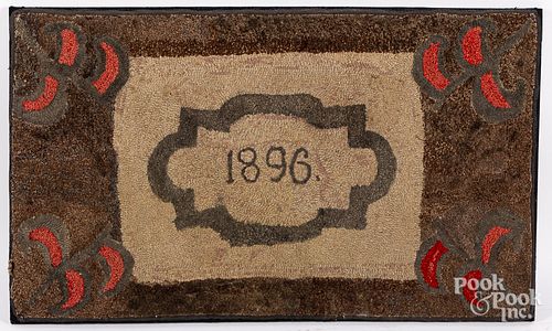 AMERICAN HOOKED RUG, DATED 1896American