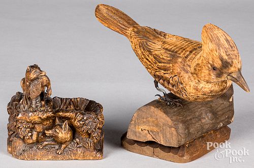 BLACK FOREST CARVED FOX DESK STAND  3130c4