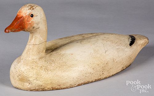 CARVED AND PAINTED SNOW GOOSE DECOYCarved