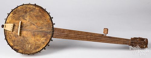 HOMEMADE FOLK ART BANJO, CA. 1900Homemade