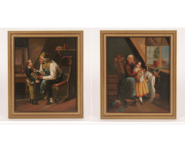 Pair Dutch School paintings depicting