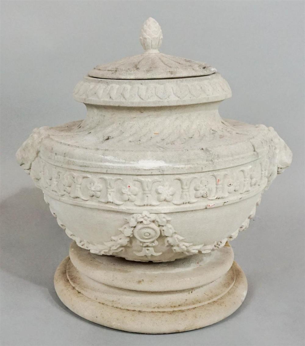 CAST STONE GARDEN URN WITH LIDCAST 31314f