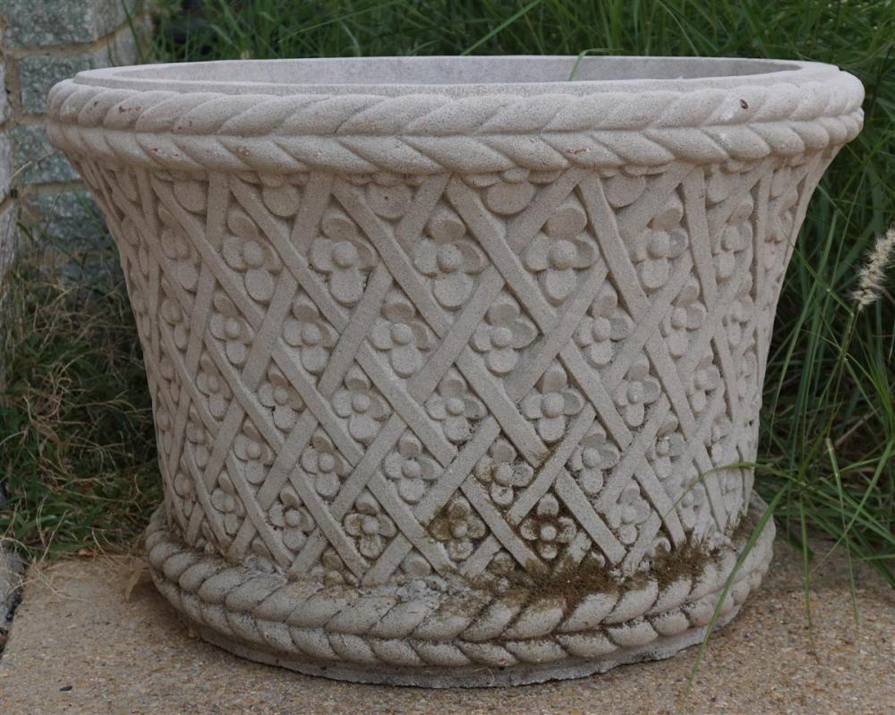 LARGE BASKET-FORM CAST STONE PLANTERLARGE