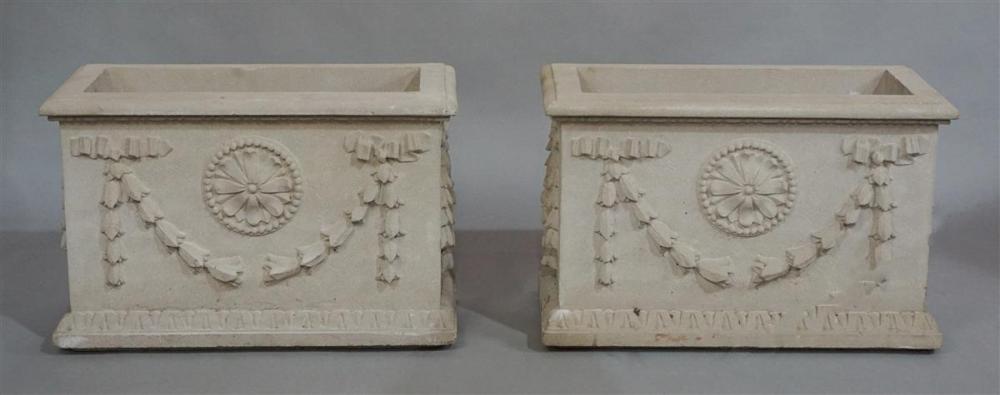 PAIR OF RECTANGULAR CAST STONE