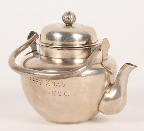 Chinese silver teapot with squash