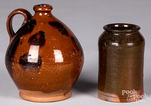TWO PIECE OF REDWARE, 19TH C.Two