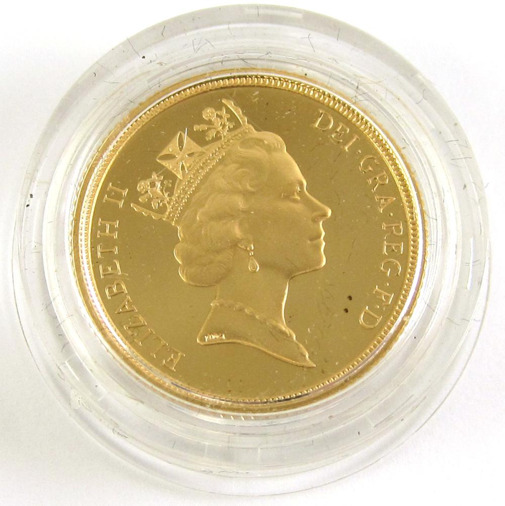 1992 BRITISH GOLD PROOF SOVEREIGN COIN