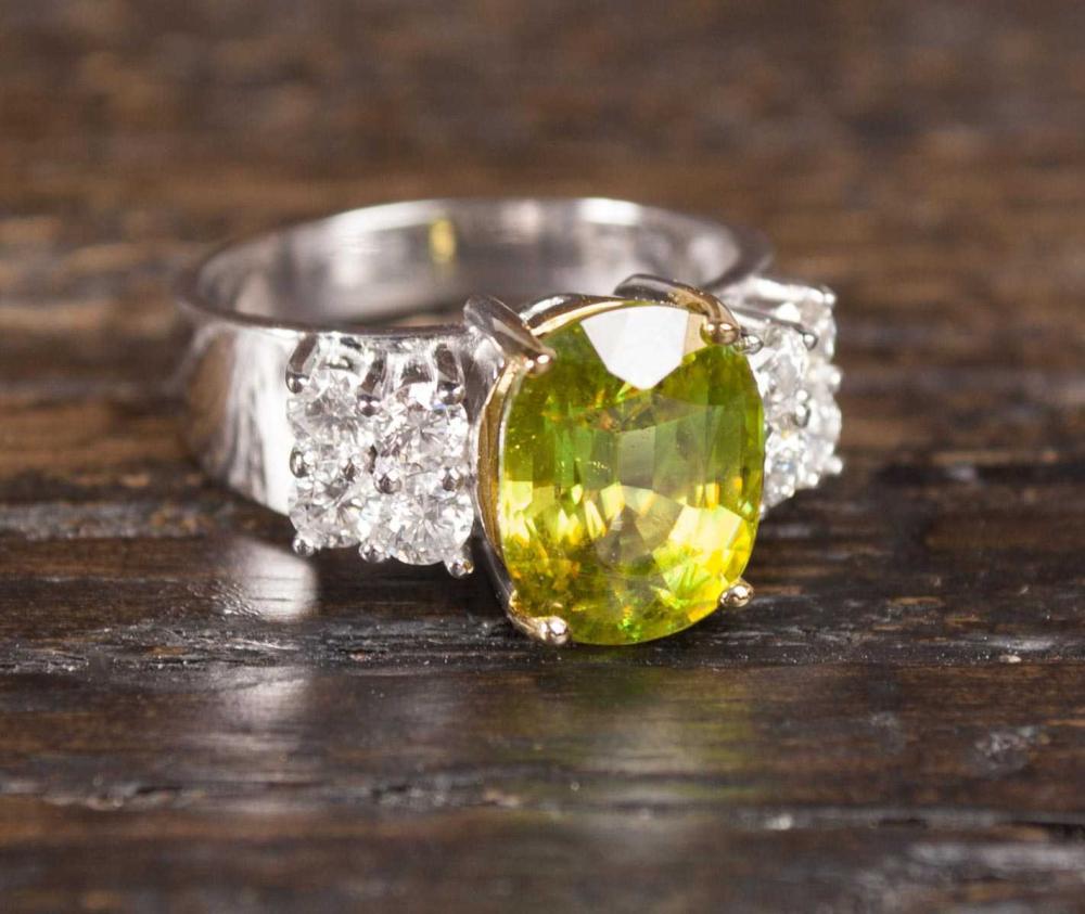 SPHENE, DIAMOND AND FOURTEEN KARAT