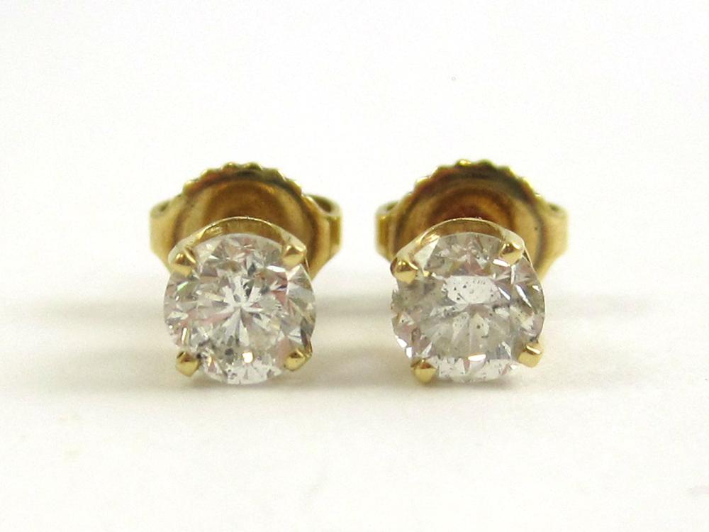 PAIR OF DIAMOND AND YELLOW GOLD