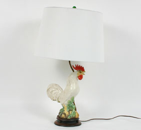 Large Stangl ceramic rooster lamp,