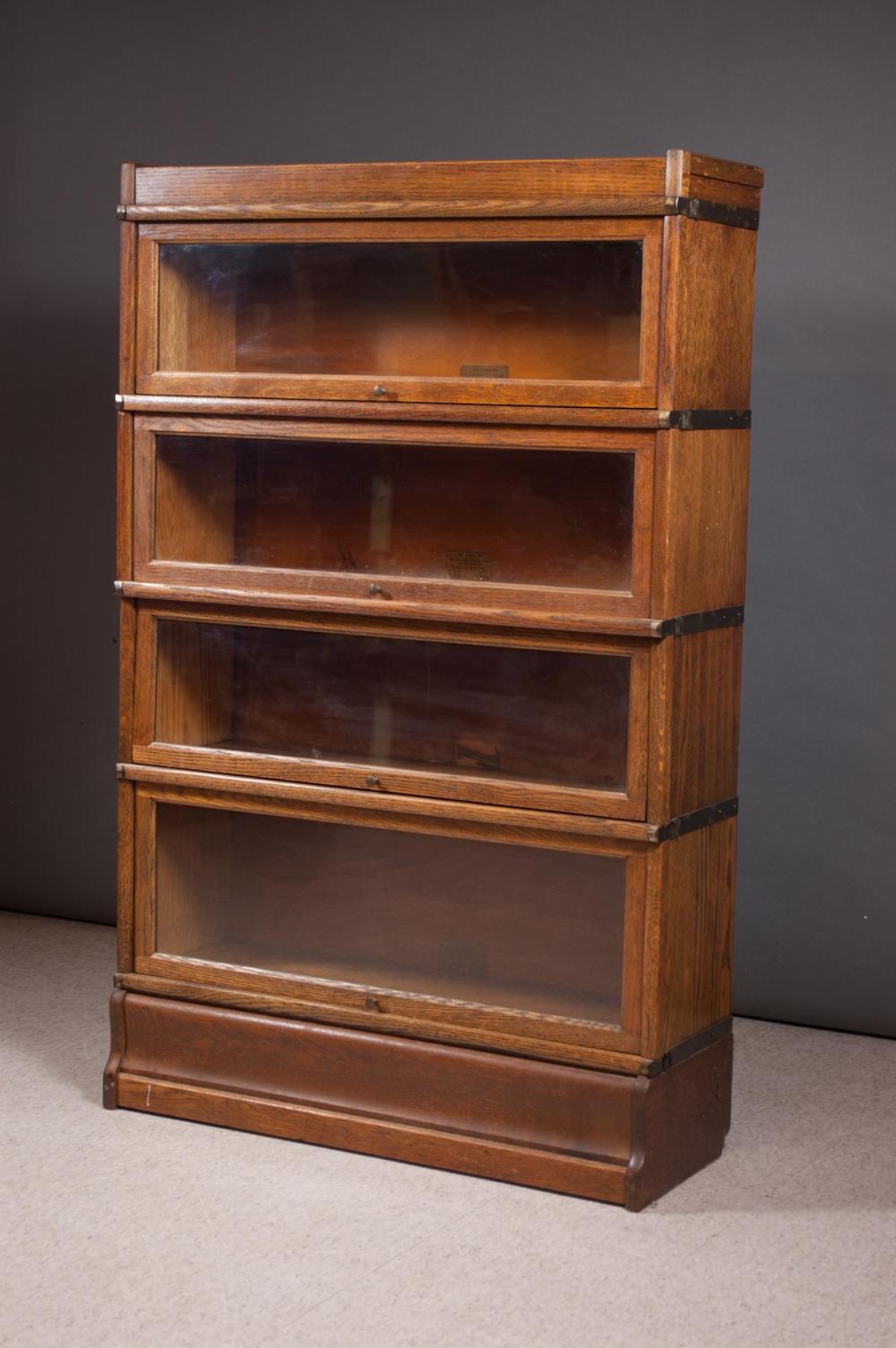 FOUR-SECTION STACKING OAK BOOKCASE,