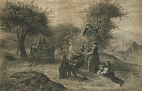 Lithograph Print: Apple Gathering