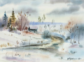 A pair of Russian landscapes, watercolor;