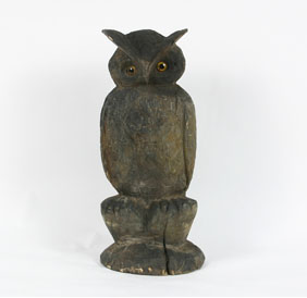 Folk Art carved barn owl figure